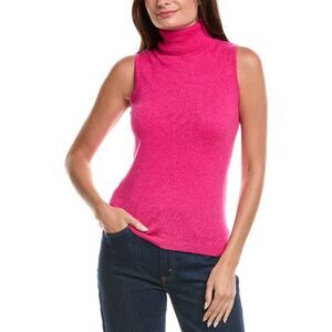 Forte Cashmere Womens Turtleneck Cashmere Sweater Vest, Pink